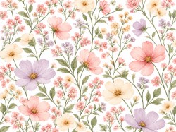 Zelfklevend textiel raamfolie romantische veldbloemen in pastelkleuren